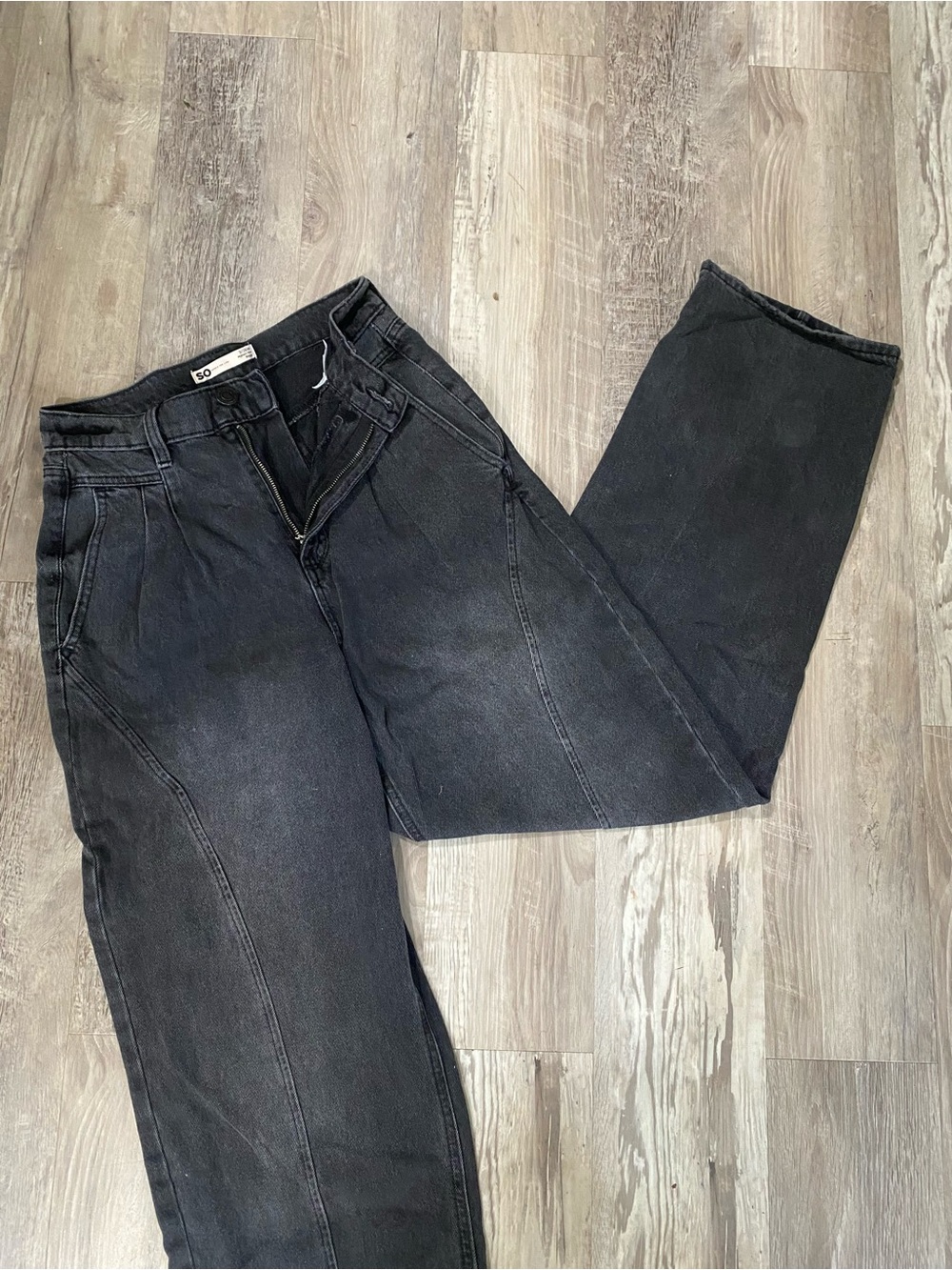 SO Women's Relaxed High-Rise Baggy Jeans — Washed Black - Picture 3 of 8